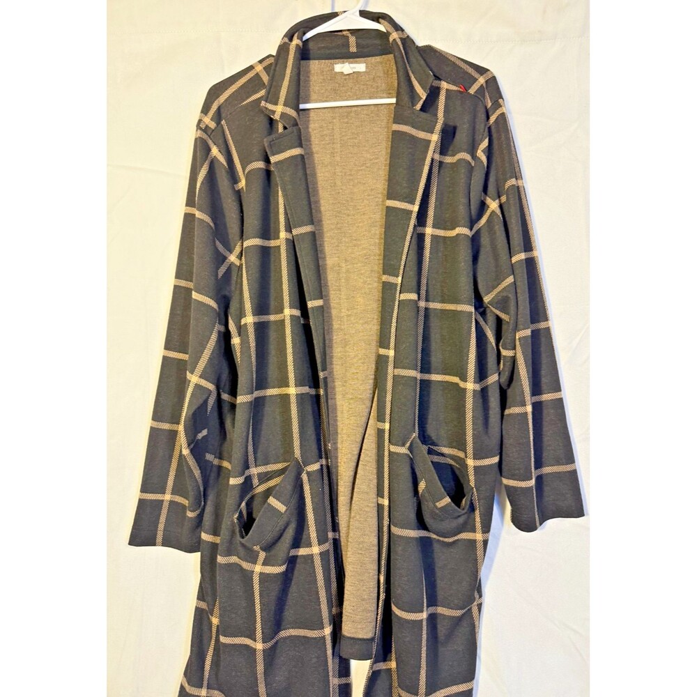 Plaid Grannycore Black Cardigan Duster Maurices Women's Plus 3X Capsule Neutral